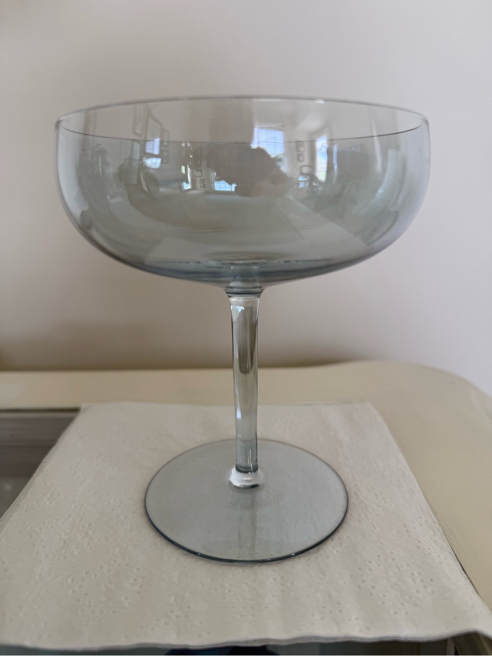 Elegant Blue Lustre Coupe Glass Stemware